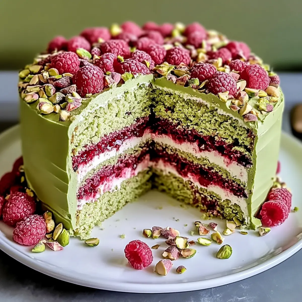Pistachio Raspberry Cake