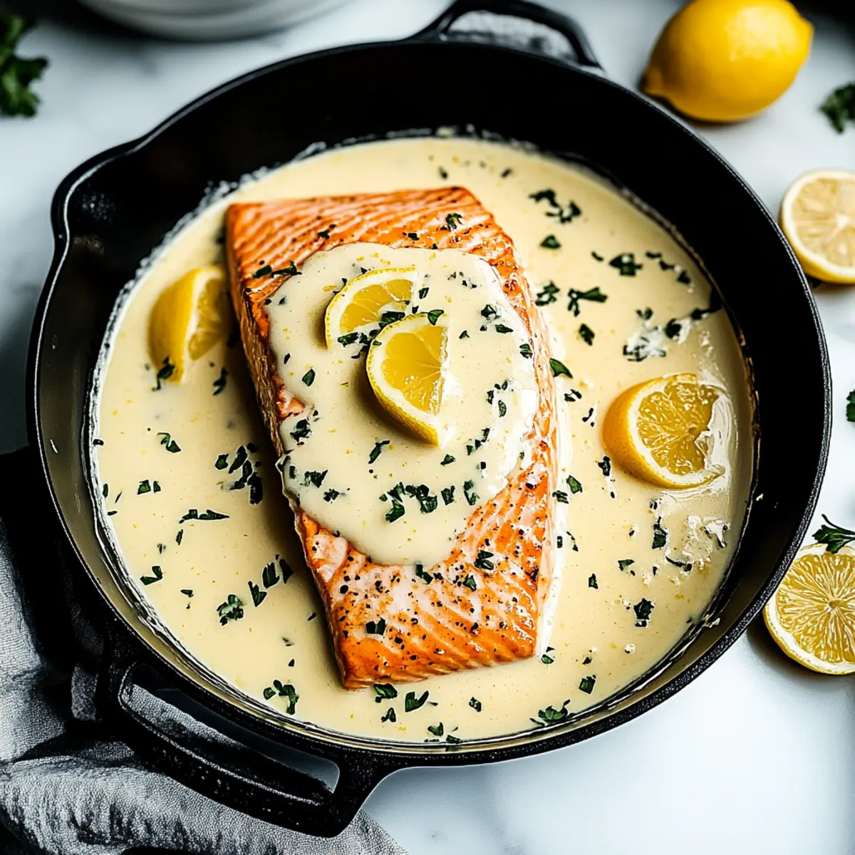 Baked Salmon with Lemon Butter Cream Sauce