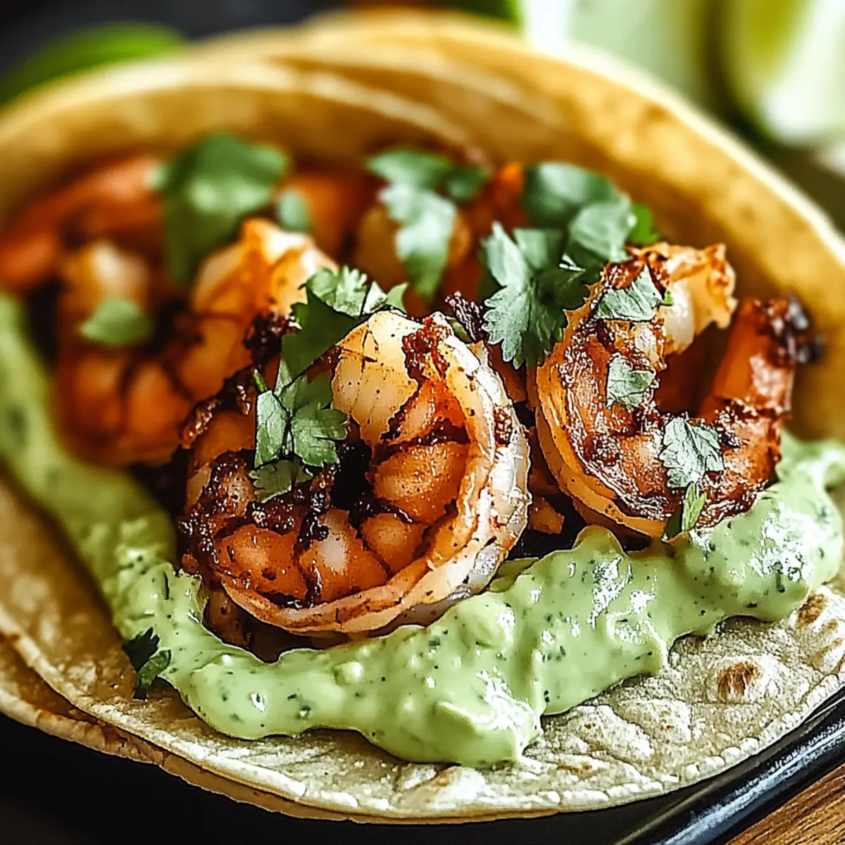Spicy Shrimp Tacos with Avocado Crema