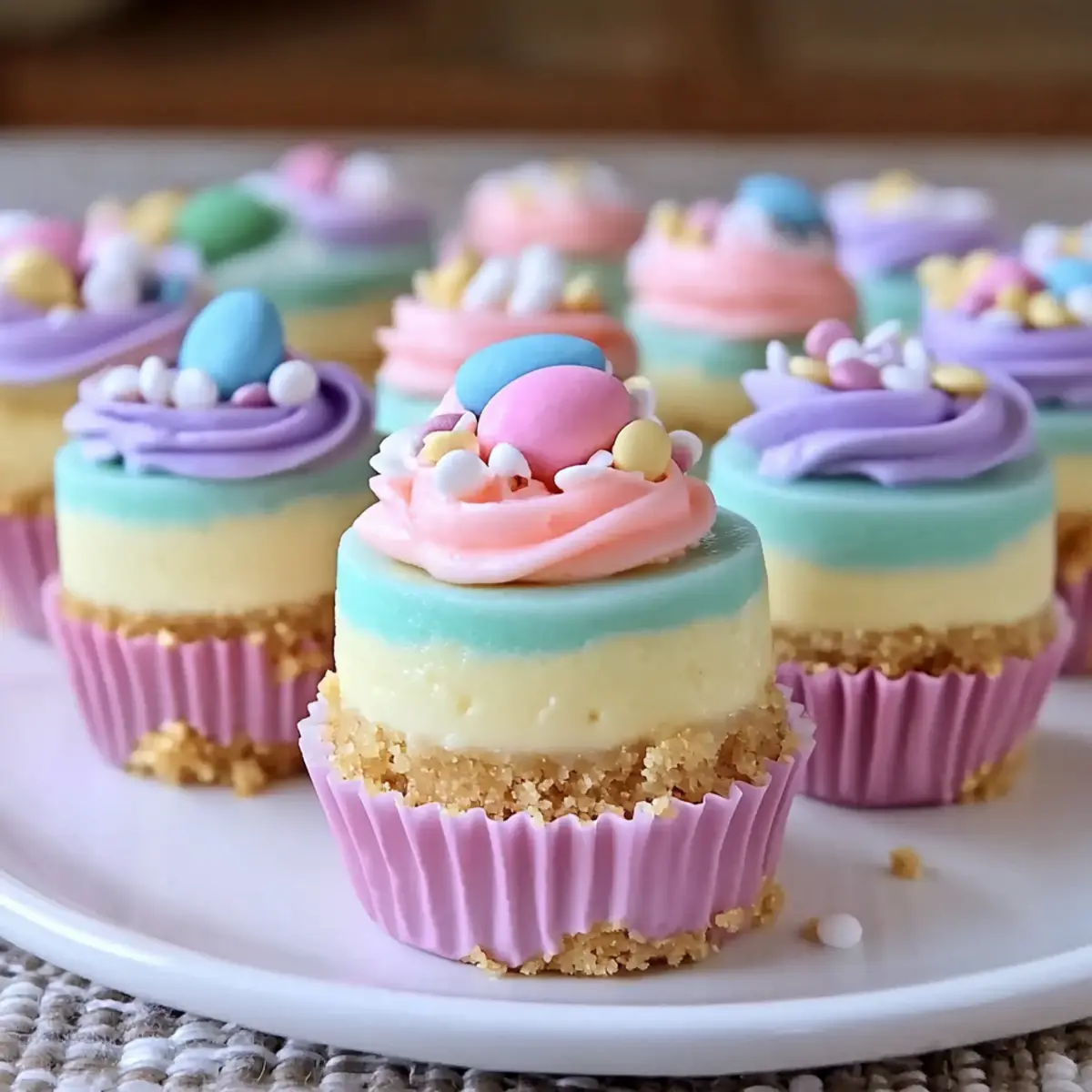Easter No-Bake Mini Cheesecakes