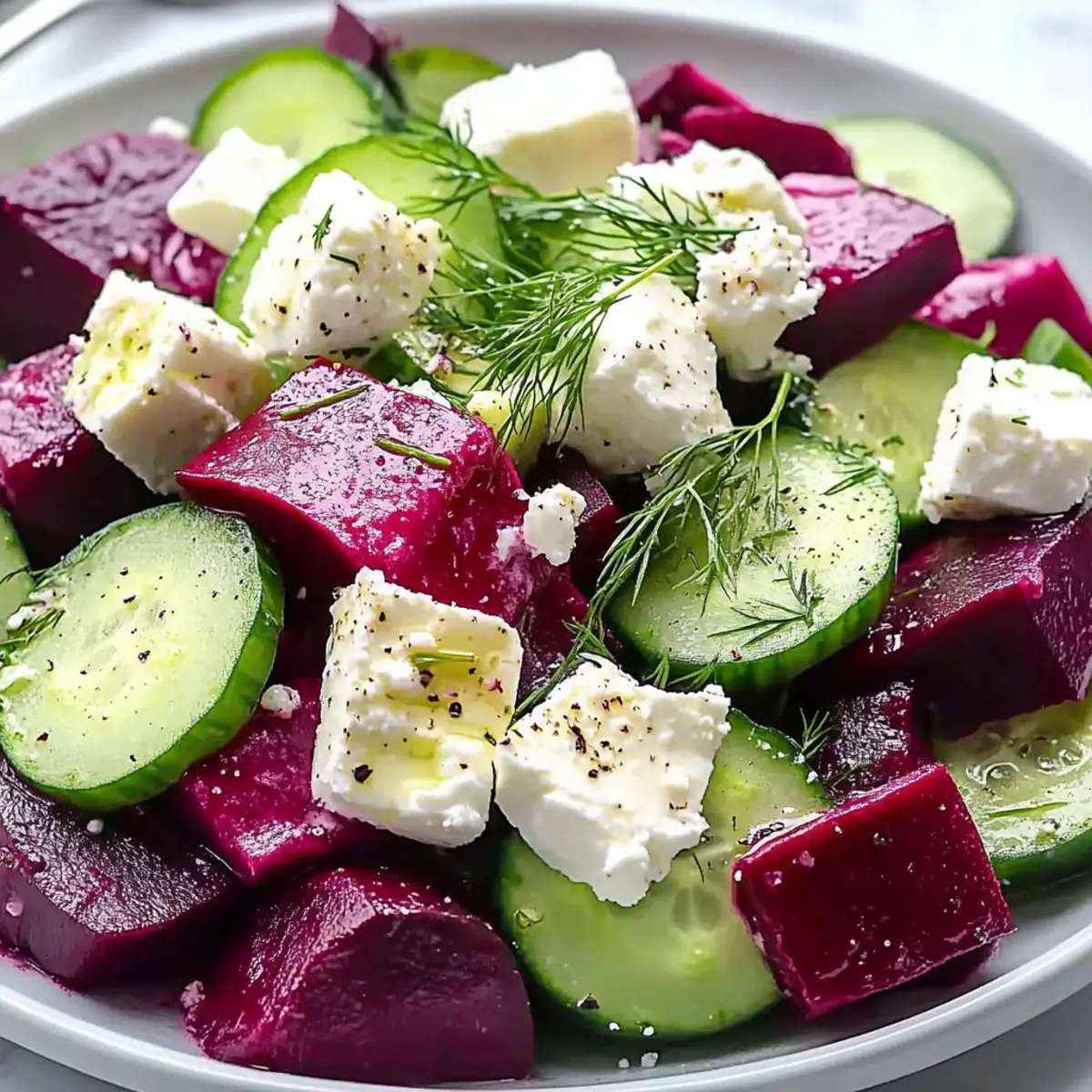 Beet Feta Salad with Cucumber and Dill