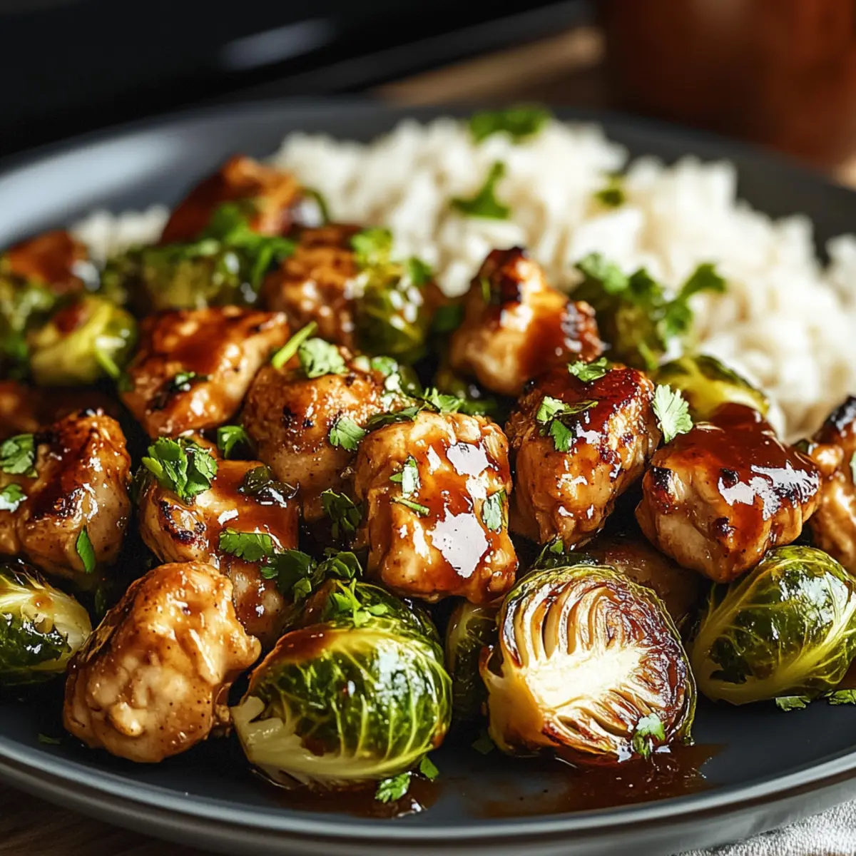 Air Fryer Sweet Chili Chicken and Brussels Sprouts