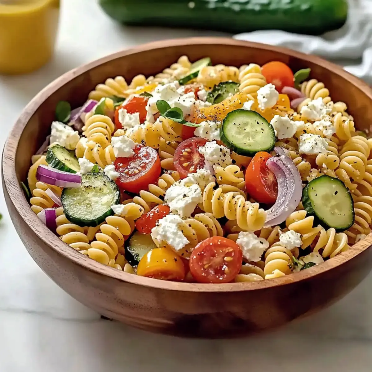 High Protein Greek Pasta Salad