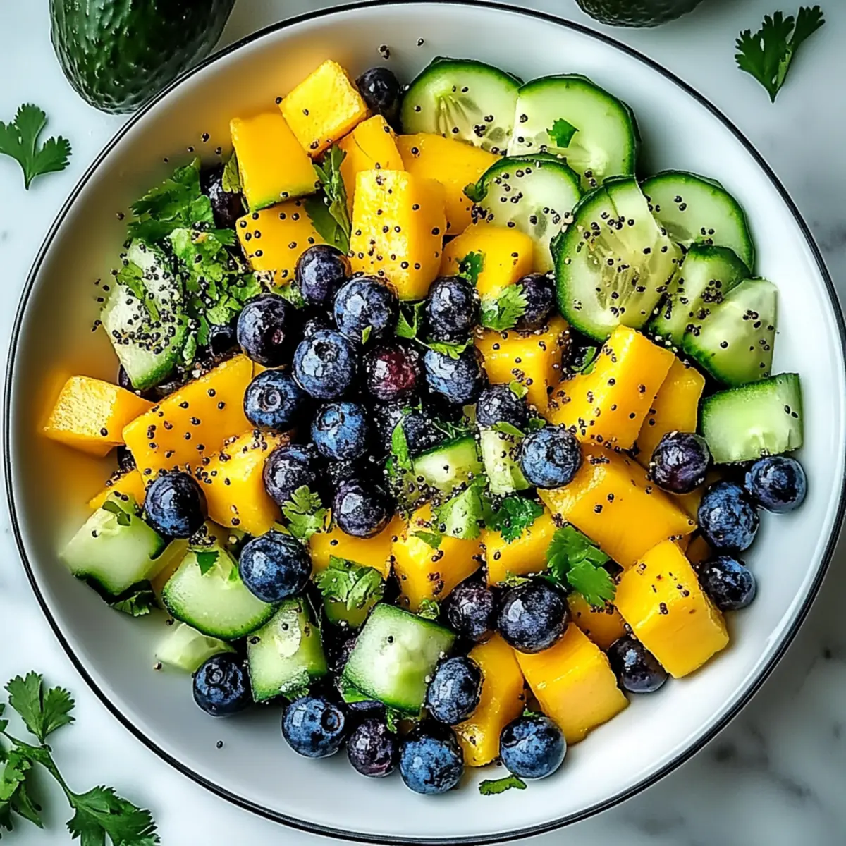 Mango Cucumber Salad with Blueberries and Avocado