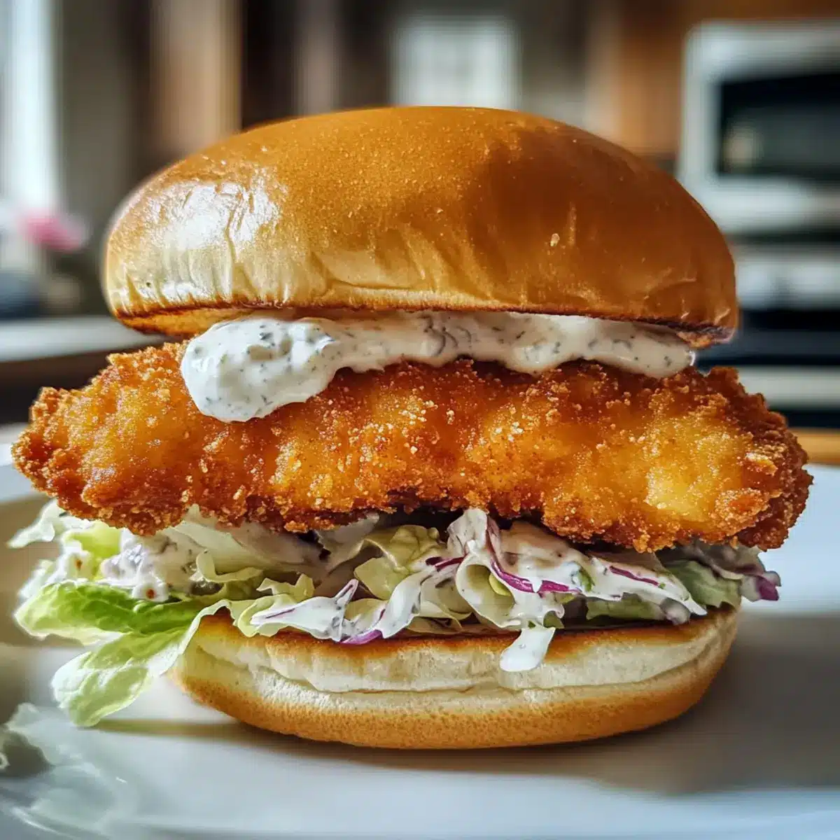 Crispy Fried Cod Sandwich on Toasted Brioche