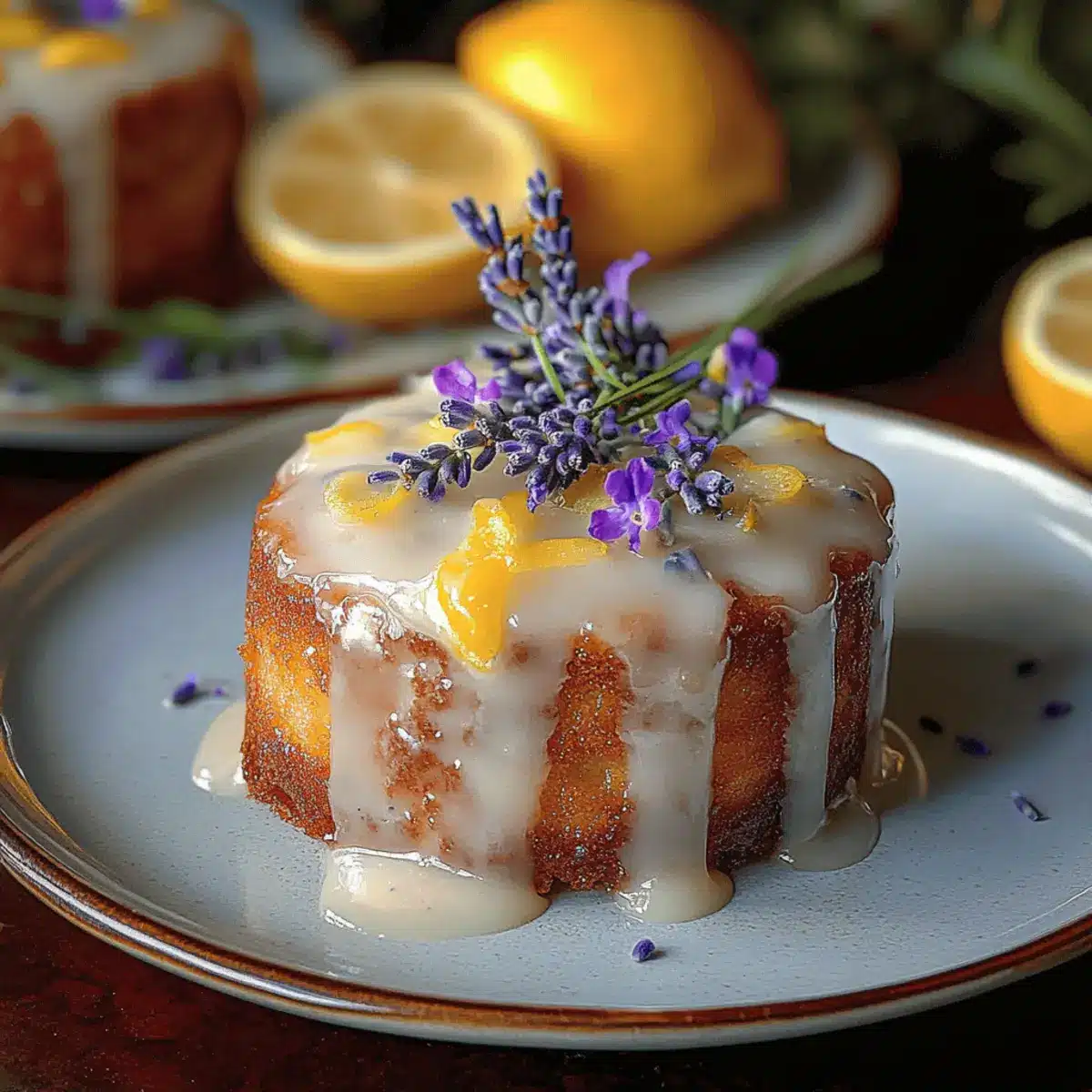 Mini Lemon Cakes with Lavender Glaze