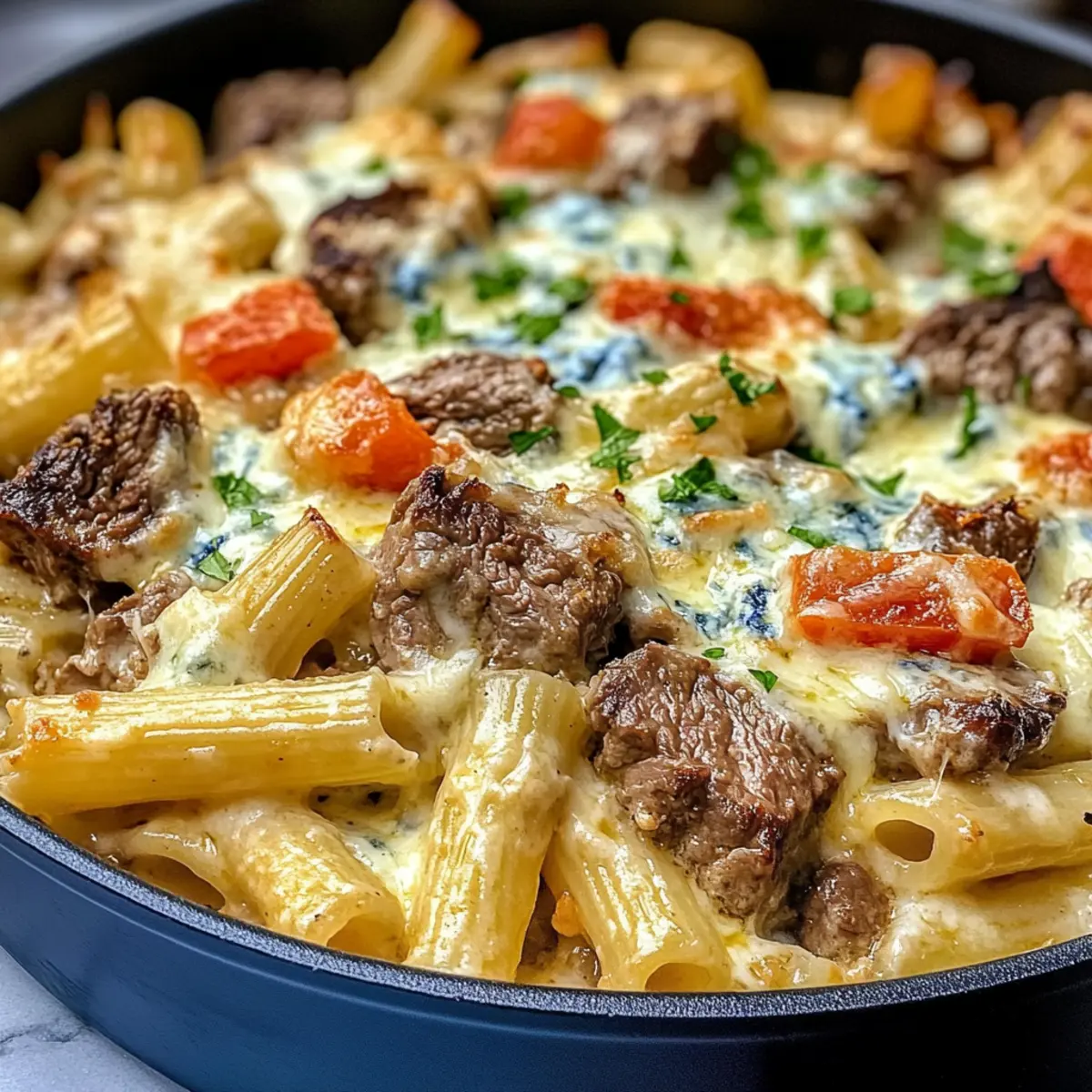 Steak & Blue Cheese Rigatoni Bake