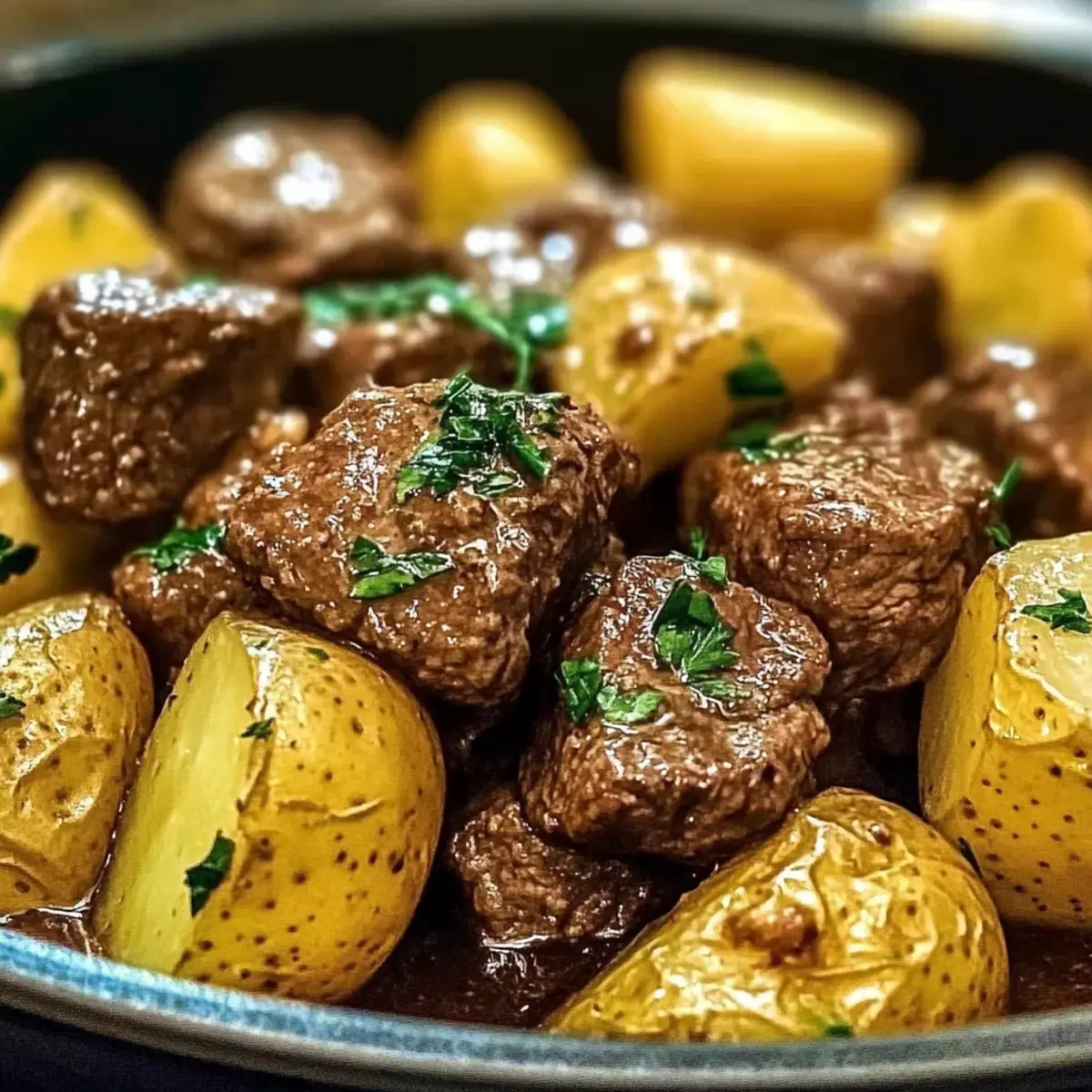 Garlic Butter Beef Bites & Potatoes