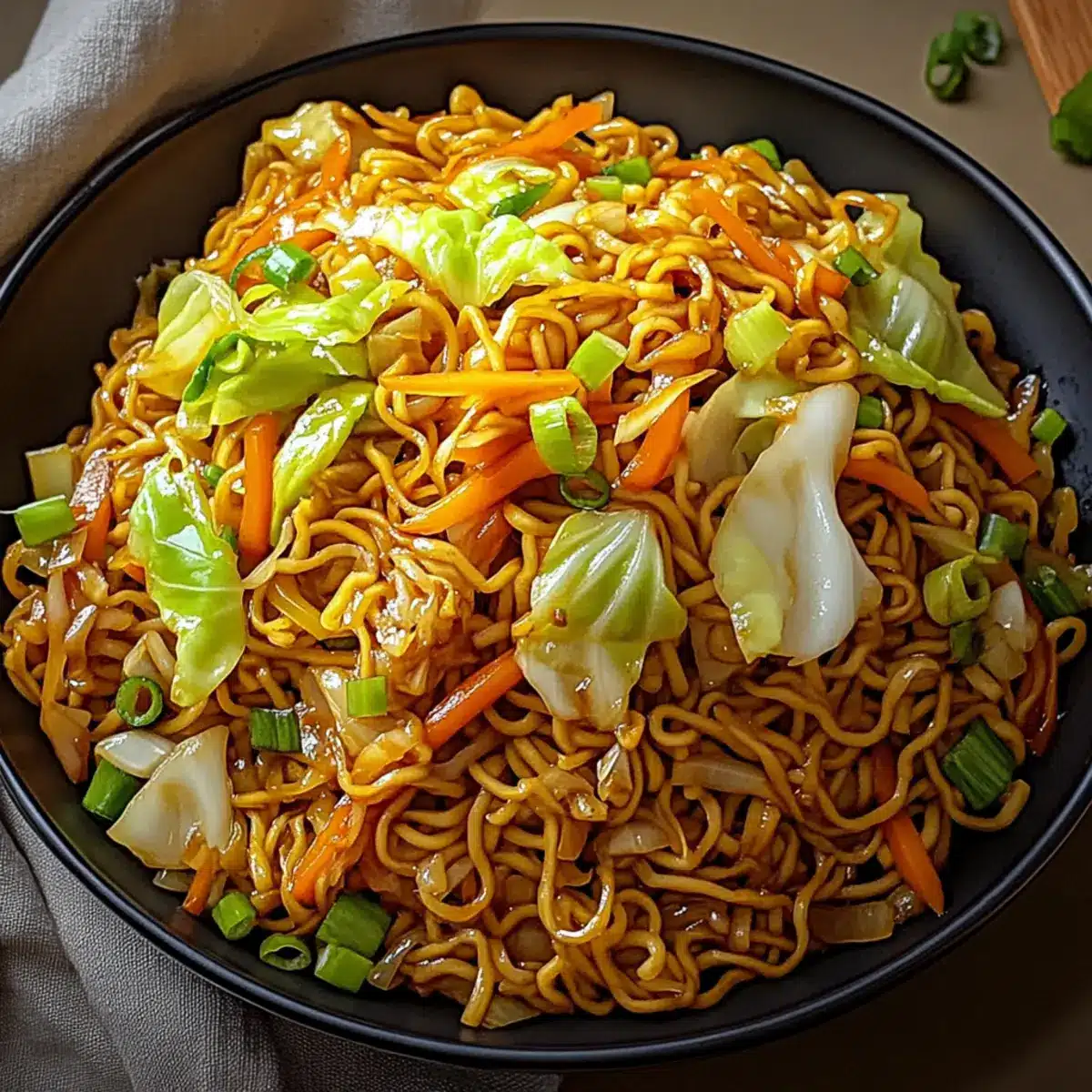 Japanese Yakisoba with Cabbage & Carrots