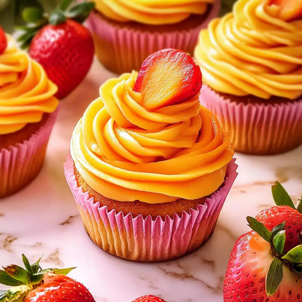Mango Strawberry Sunset Cupcakes