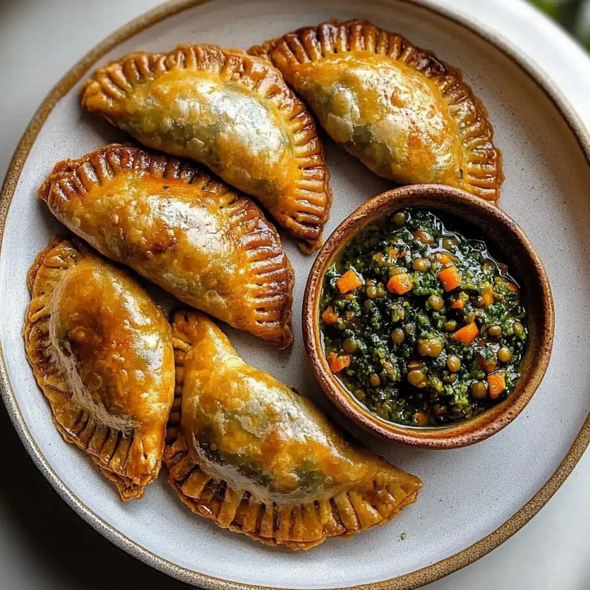Lentil and Veggie Vegan Empanadas with Chimichurri