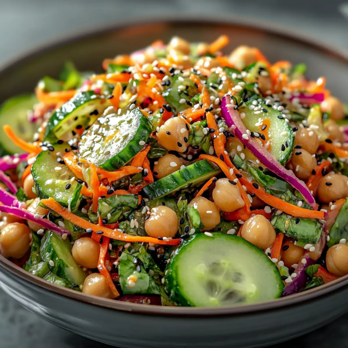 Asian Cucumber and Chickpea Slaw with Sesame Dressing