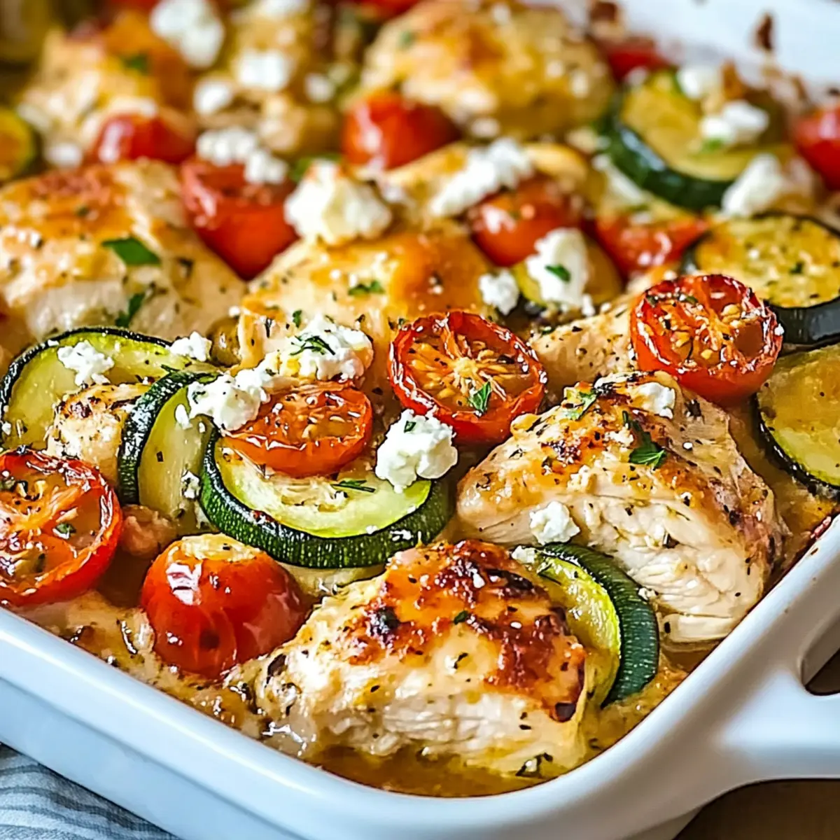 Mediterranean Chicken Zucchini Bake