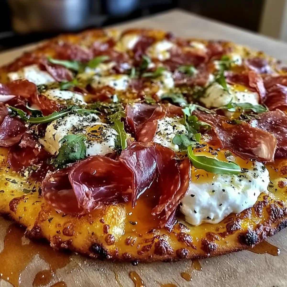 Prosciutto and Honey Burrata Pizza