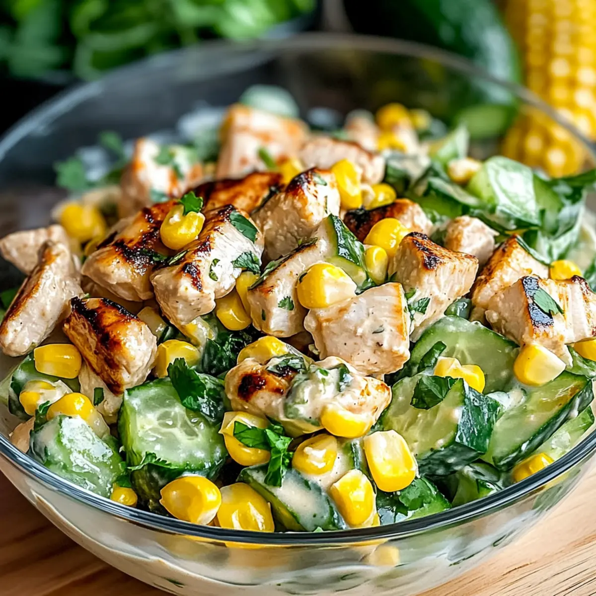 Street Corn Creamy Cucumber Chicken Salad