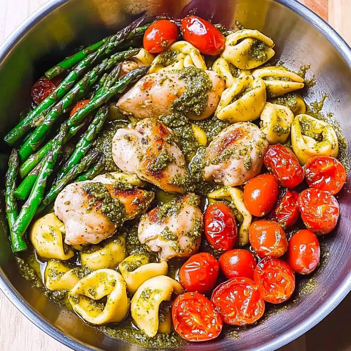 Pesto Chicken Tortellini and Veggies