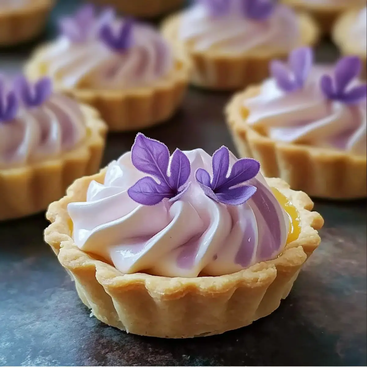 Mini Lemon Tart with Lilac Meringue