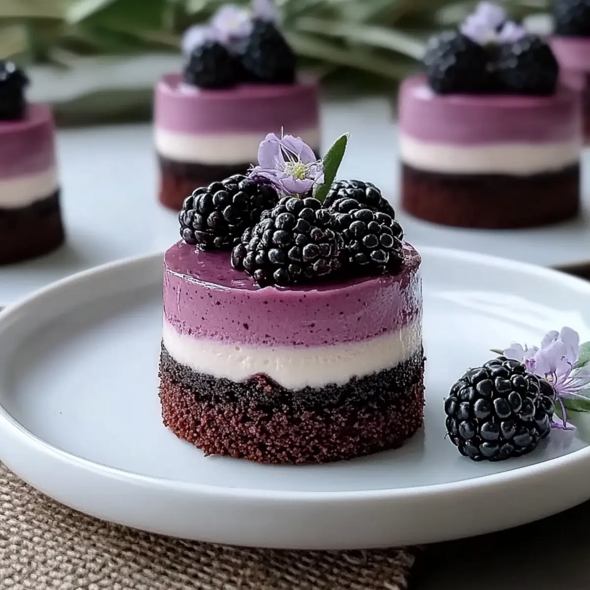 Mini Blackberry Mousse Cakes