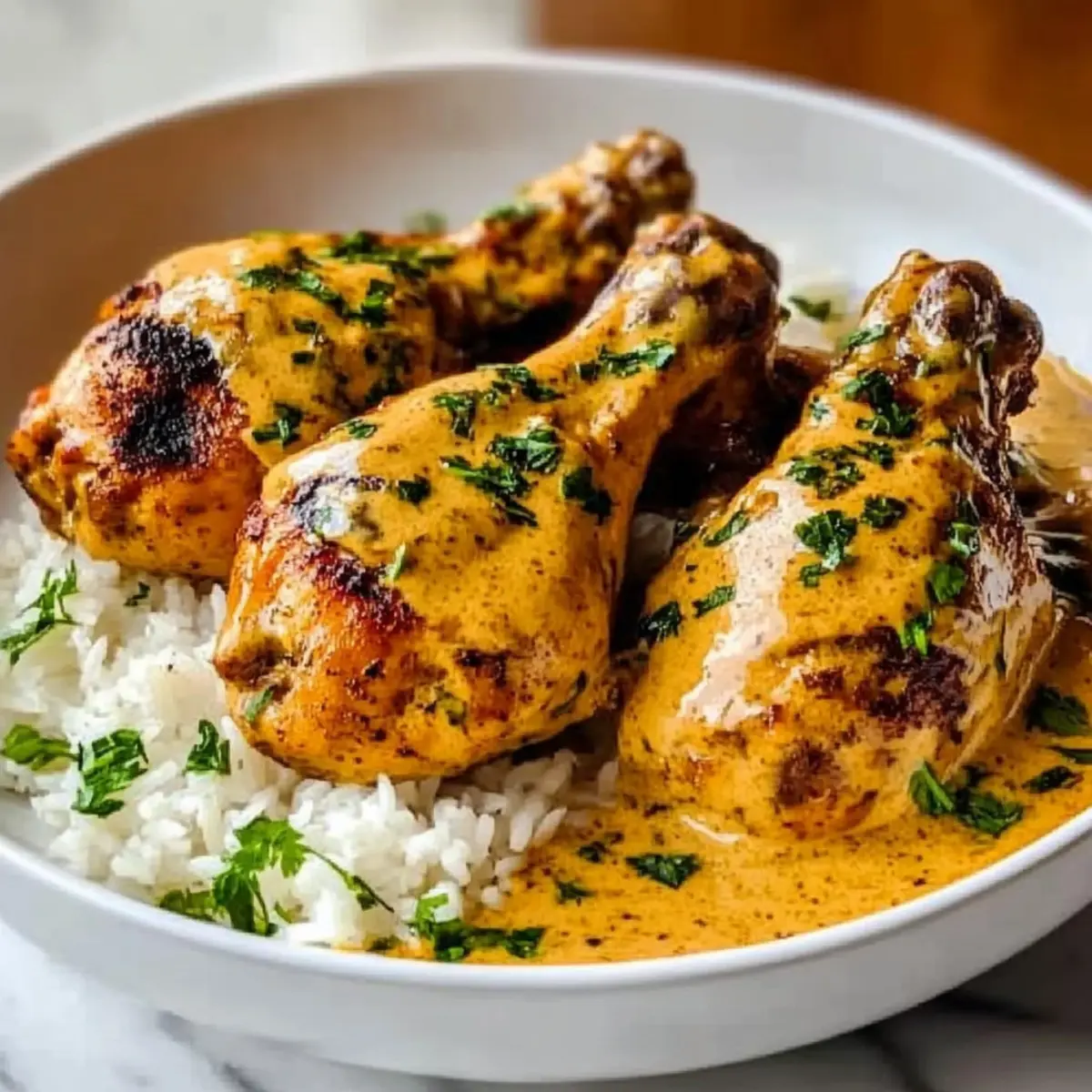 Paprika Chicken Drumsticks with Steamed Rice