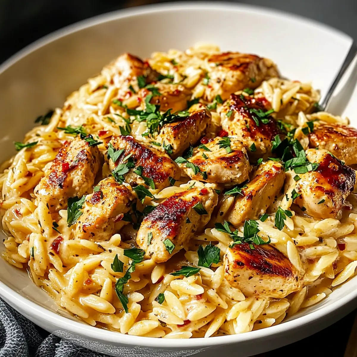 Cajun Chicken Alfredo Orzo