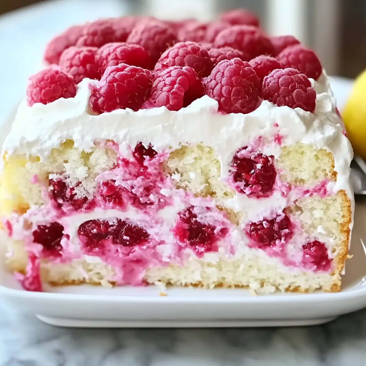 Raspberry Cream Angel Food Cake