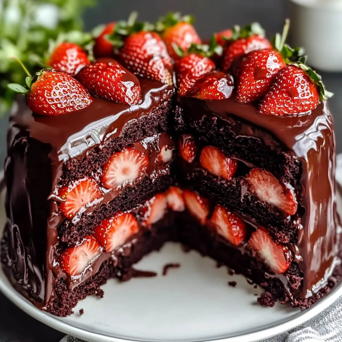Strawberry Chocolate Shell Cake