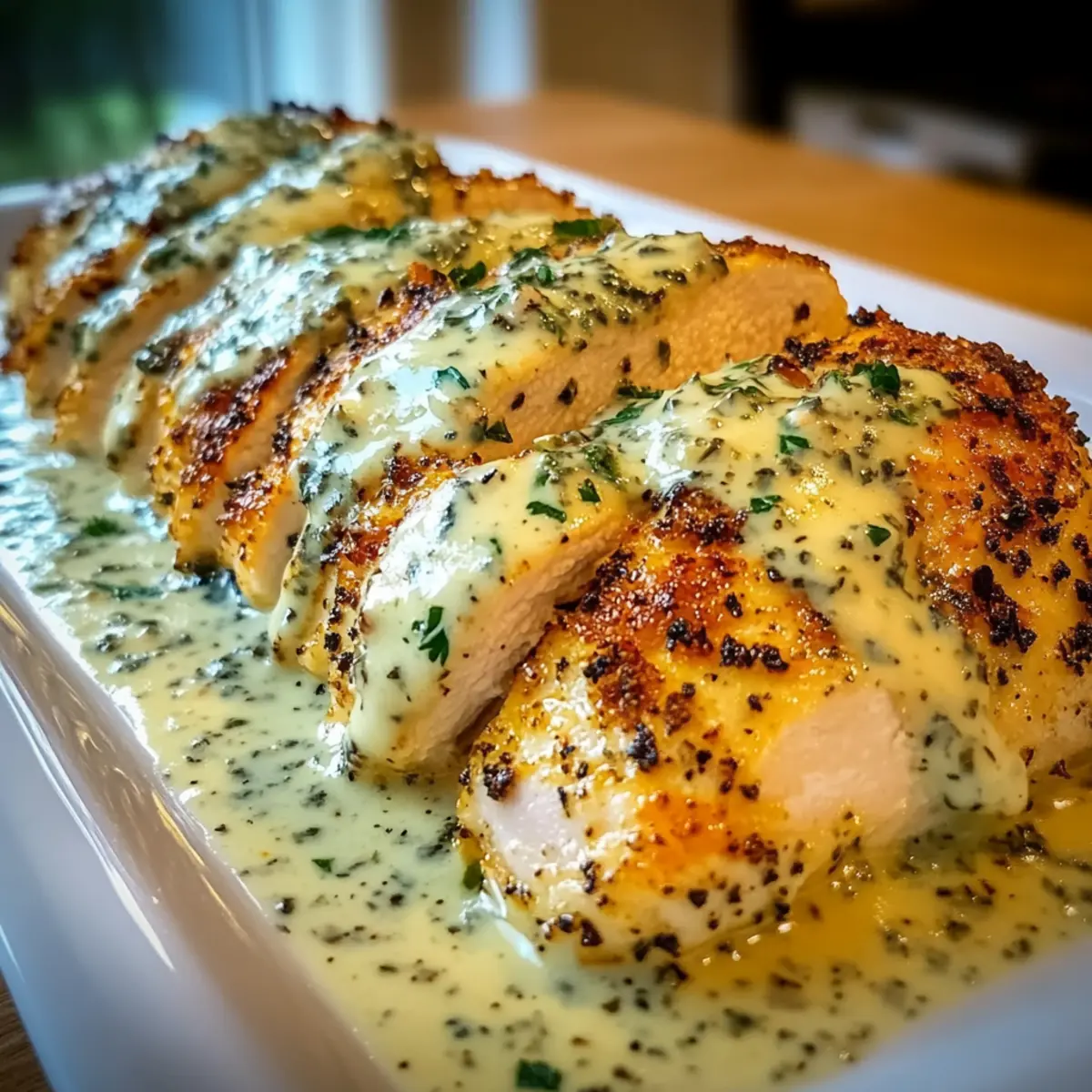 Baked Caesar Chicken with Creamy Parmesan Sauce