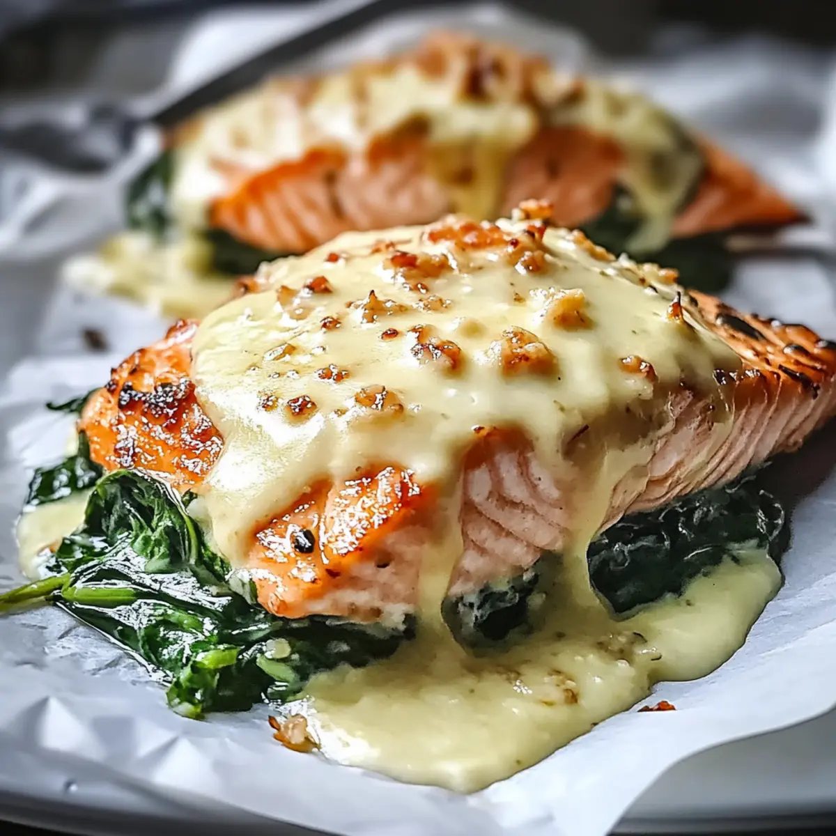 Baked Salmon with Spinach