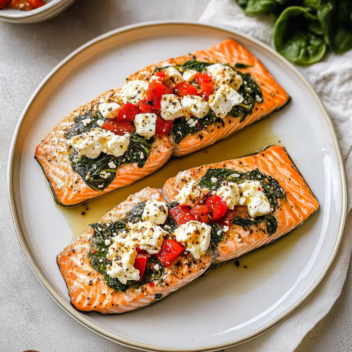 Stuffed Salmon With Spinach & Feta