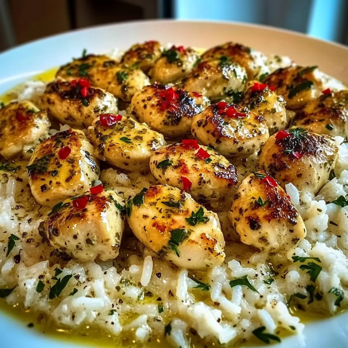 Chicken Scampi with Creamy Garlic Parmesan Rice