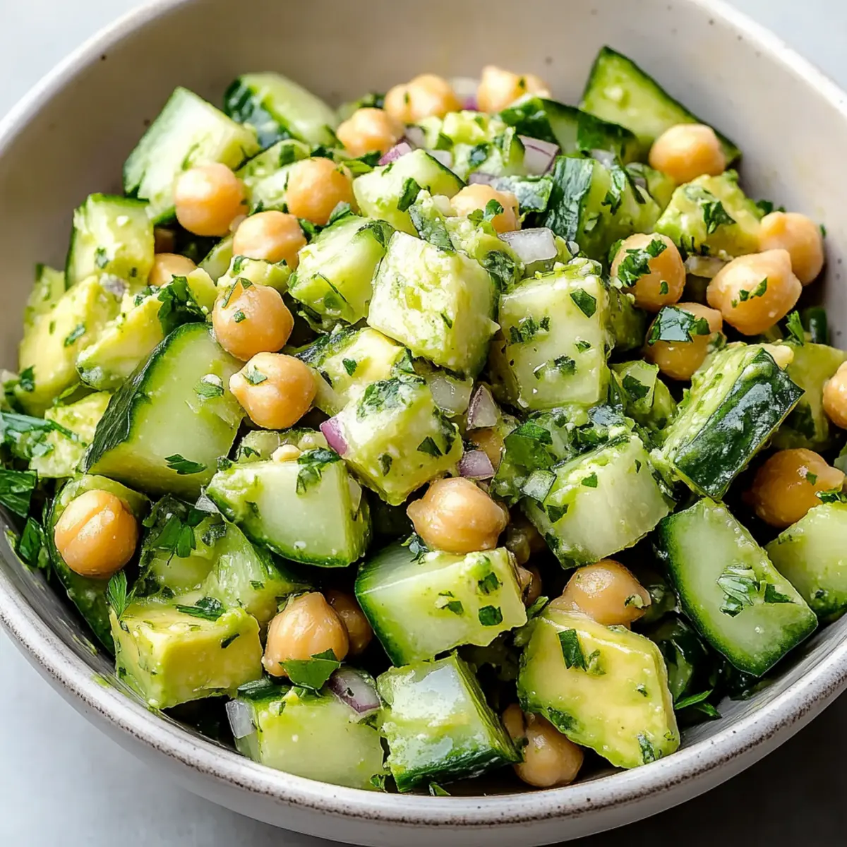 Chickpea Avocado Cucumber Salad with Lemon Dressing
