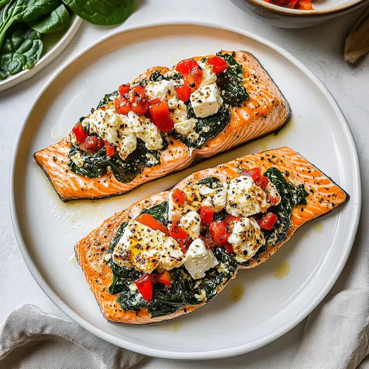 Stuffed Salmon With Spinach & Feta