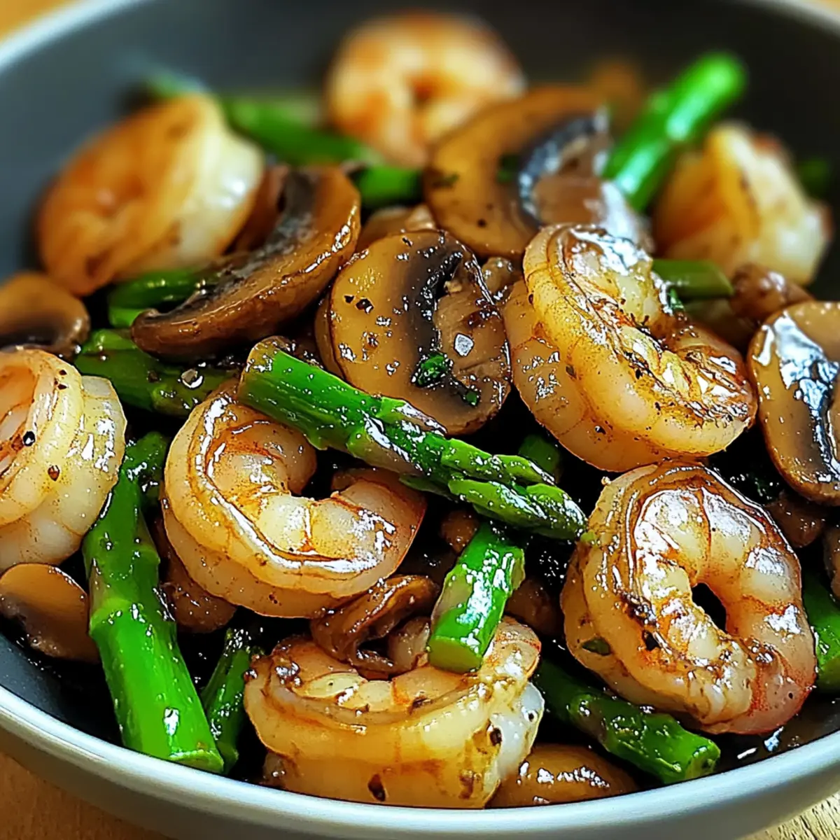 Shrimp Asparagus Stir-Fry with Mushrooms