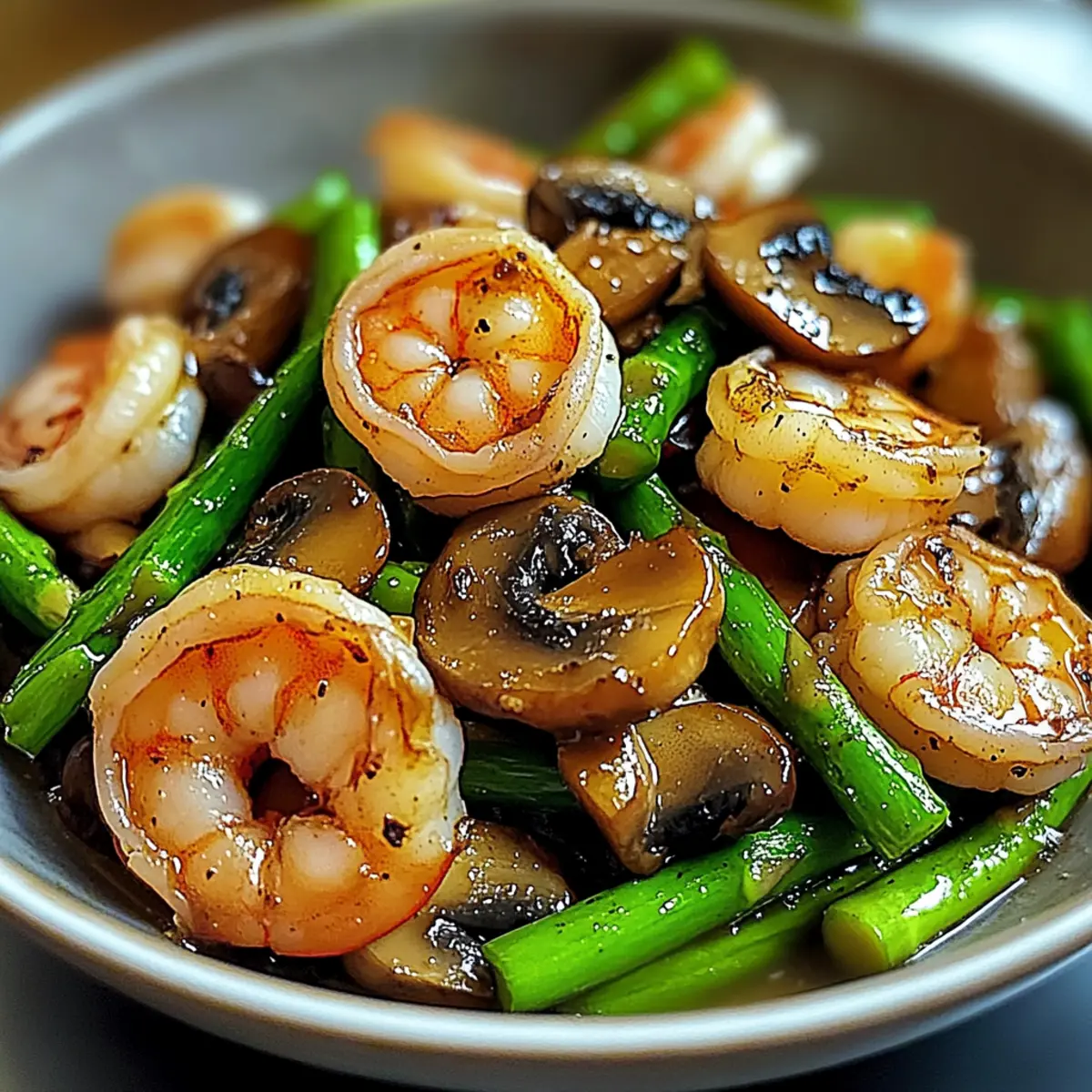Shrimp Asparagus Stir-Fry with Mushrooms