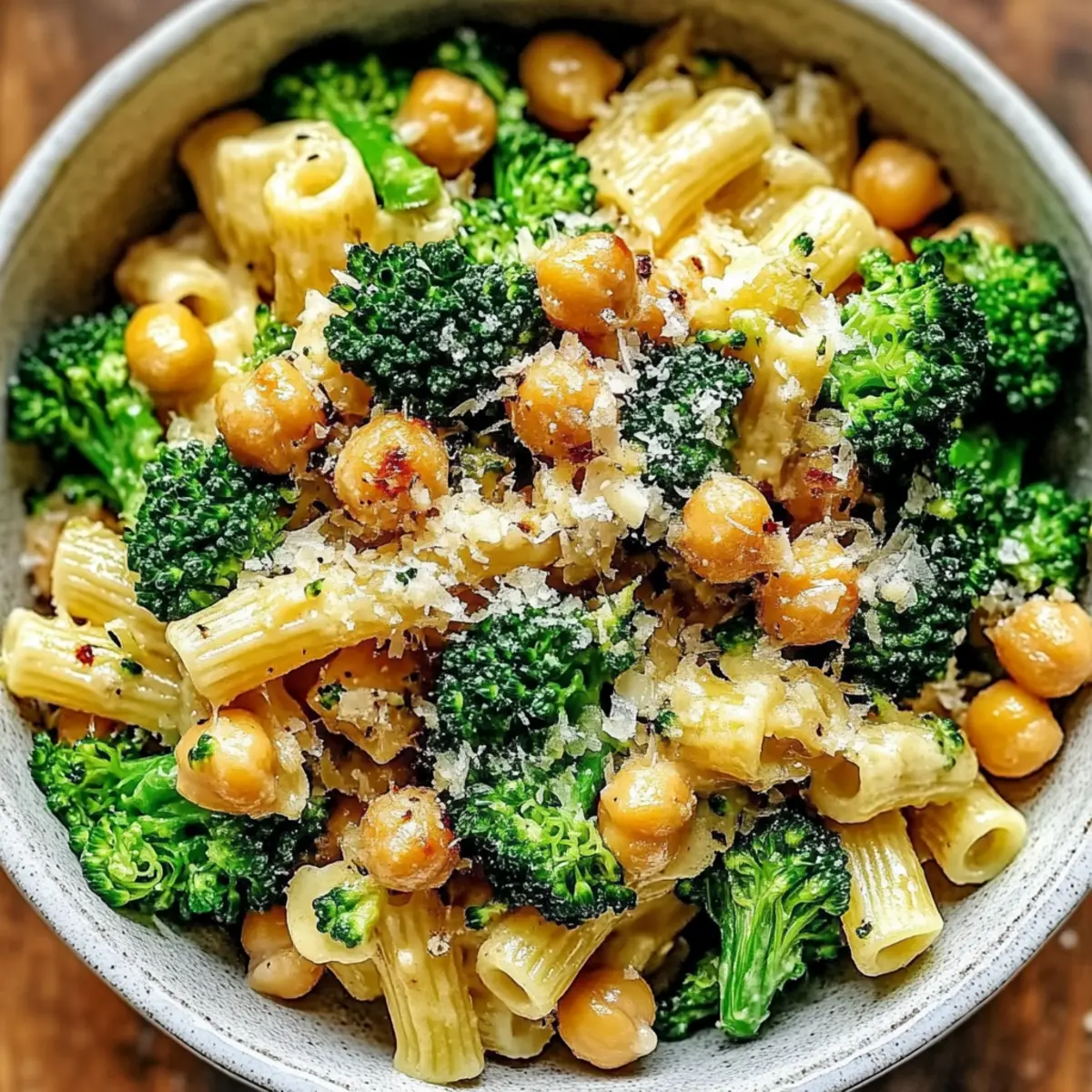 Broccoli Chickpea Pasta with Garlic Olive Oil