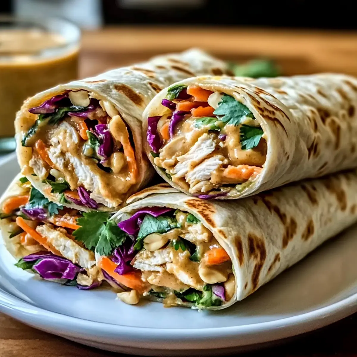 Thai Peanut Chicken Wraps: