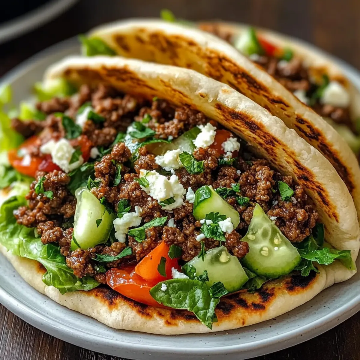 Mediterranean Ground Beef Pita Pockets