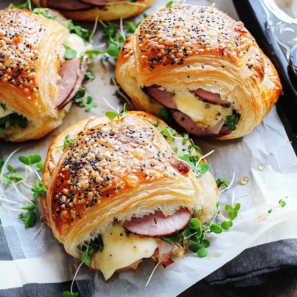 Toasted Ham and Cheese Croissant Sandwiches