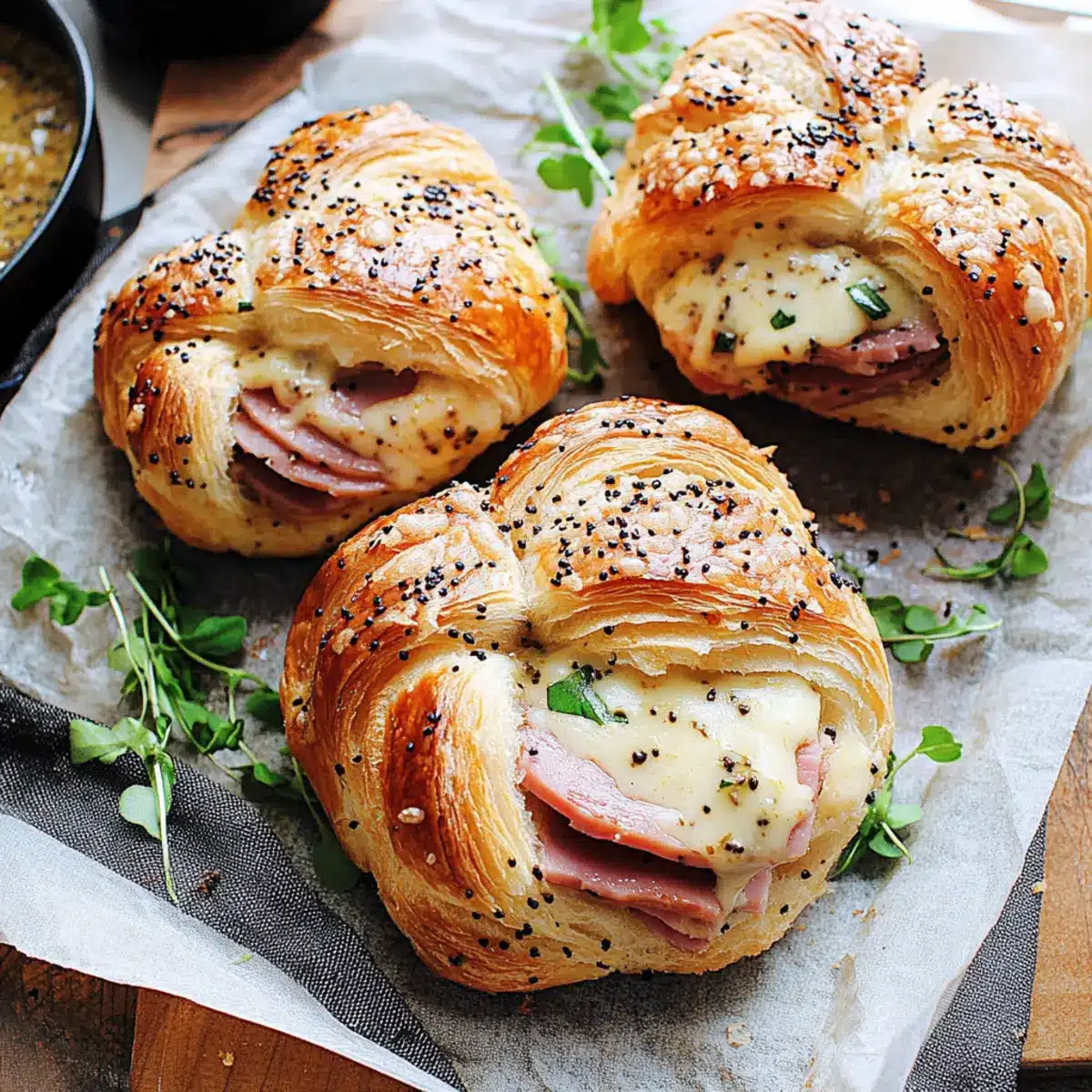 Toasted Ham and Cheese Croissant Sandwiches