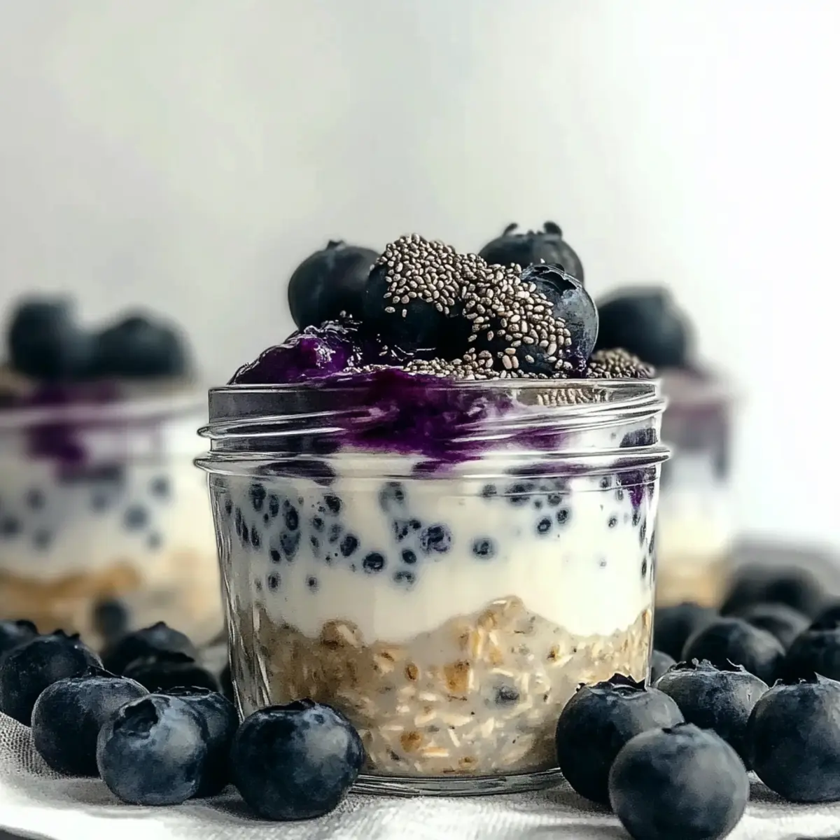High-Protein Blueberry Cheesecake Overnight Oats