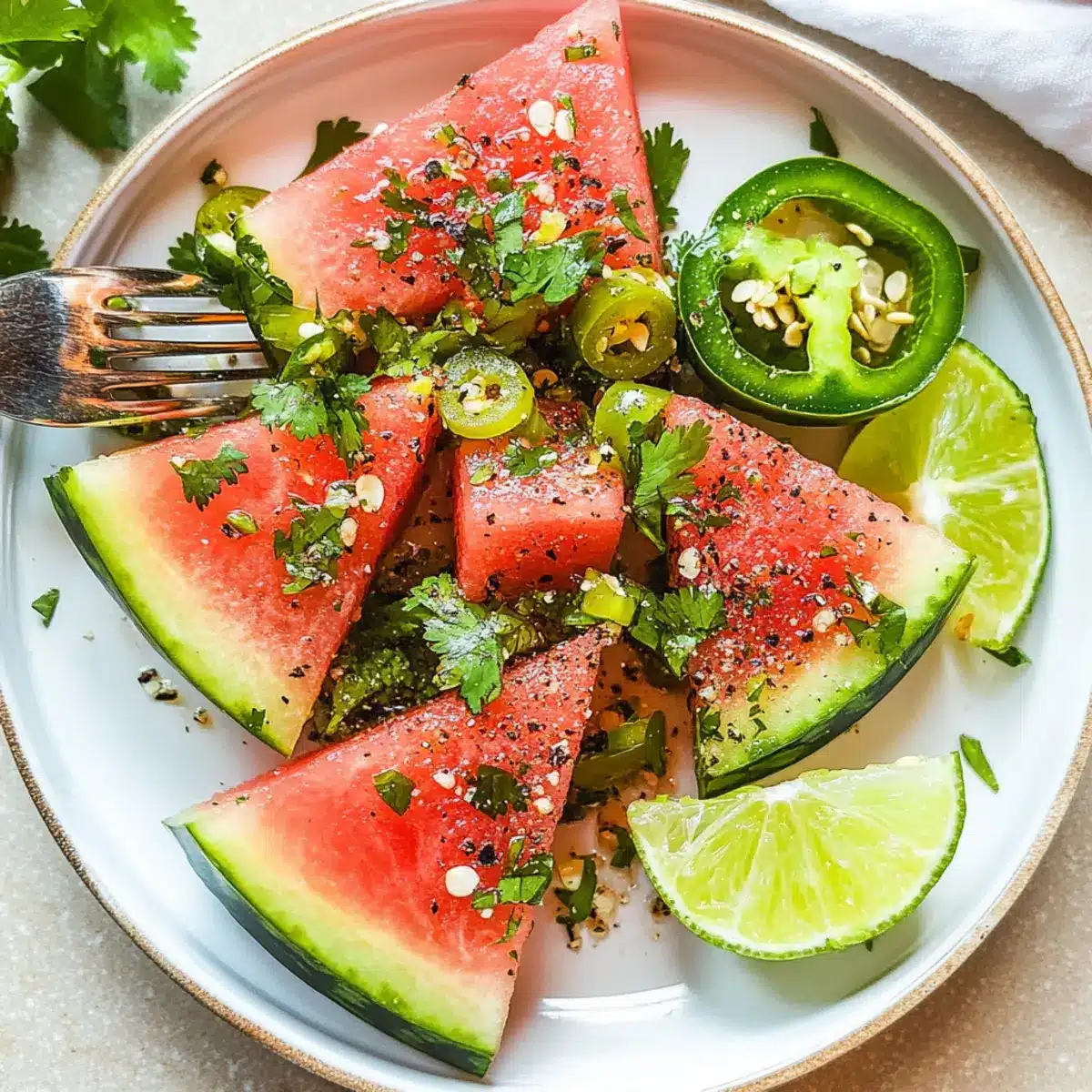 SPICY WATERMELON SALAD WITH CILANTRO AND LIME