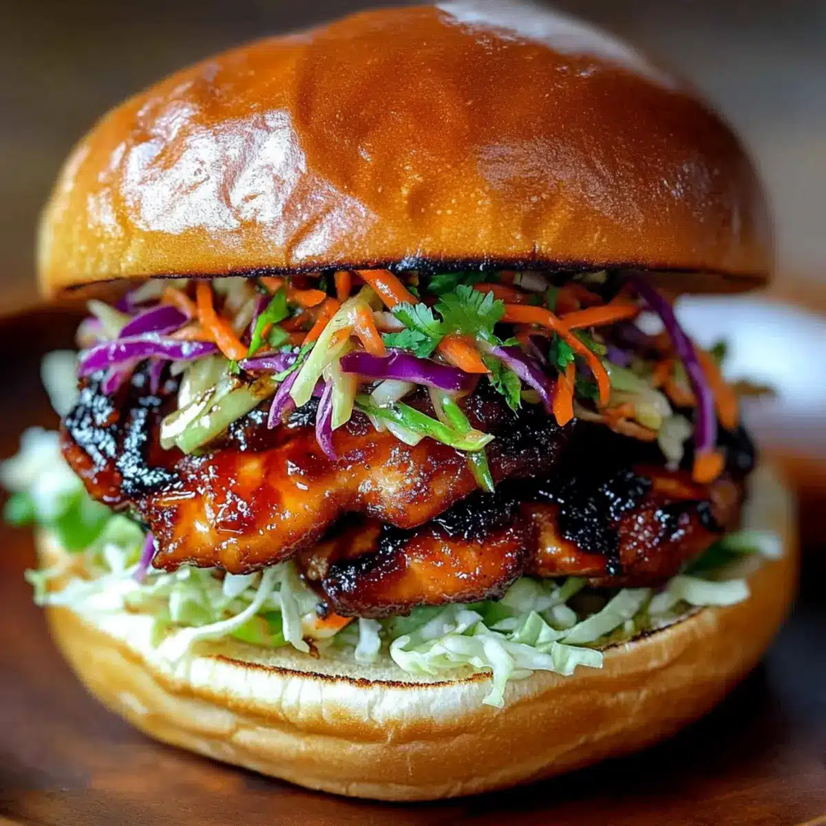 Korean BBQ Chicken Sandwich with Cabbage Slaw