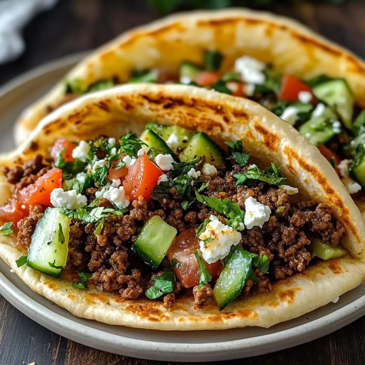 Mediterranean Ground Beef Pita Pockets
