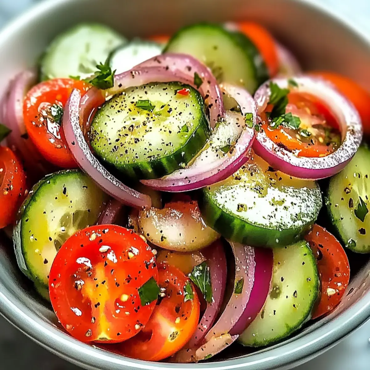 Marinated Cucumber, Onion, and Tomato Salad