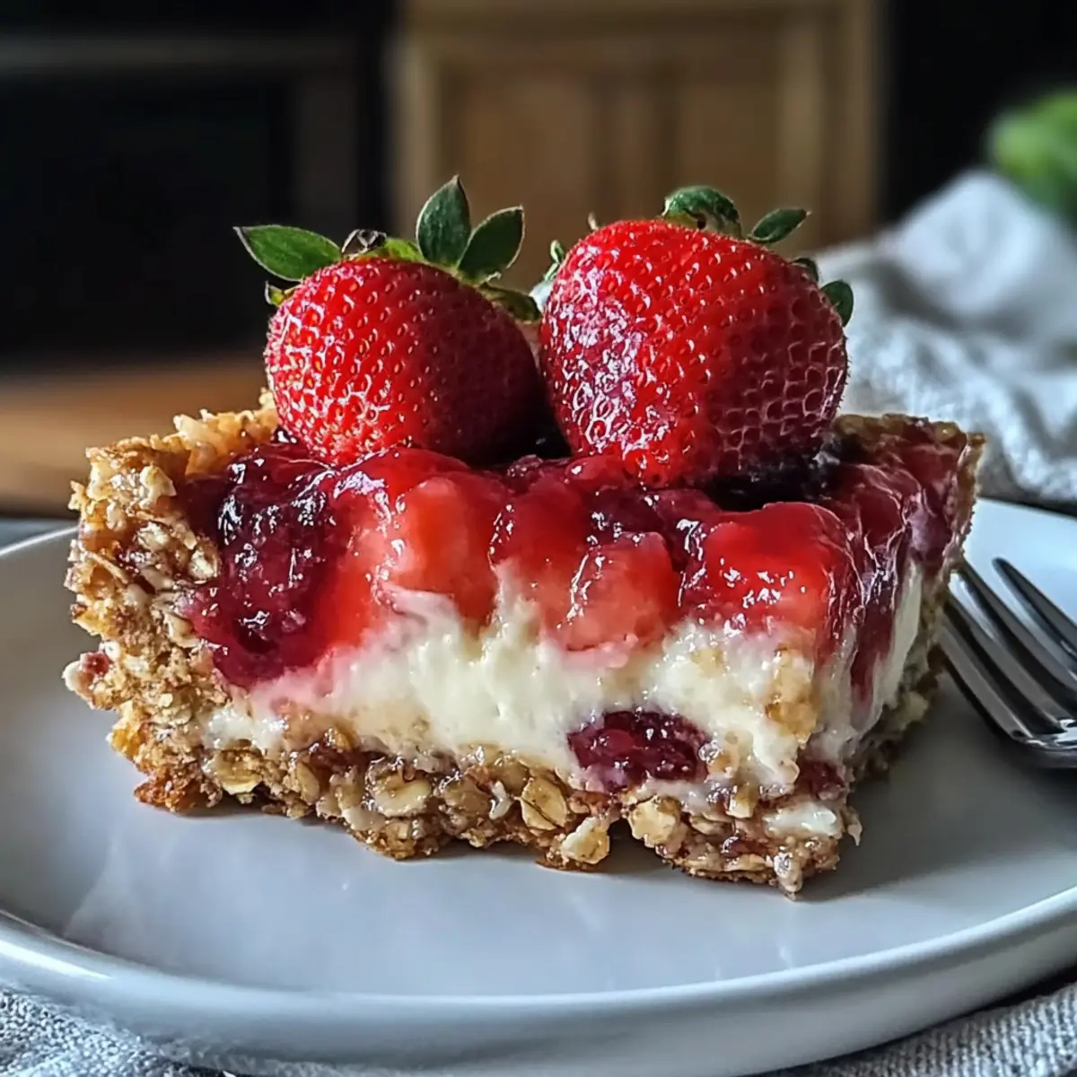 Strawberry Cheesecake Baked Oatmeal Slice