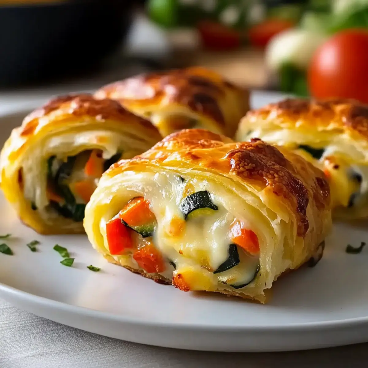 Cheesy Baked Veggie Rolls