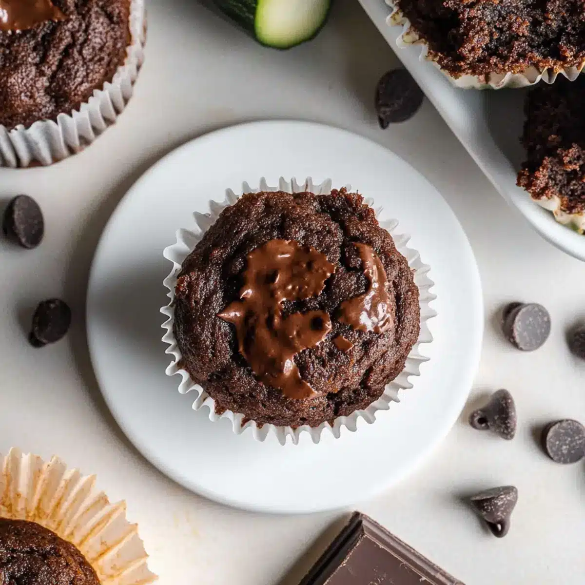 Moist Chocolate Zucchini Muffins