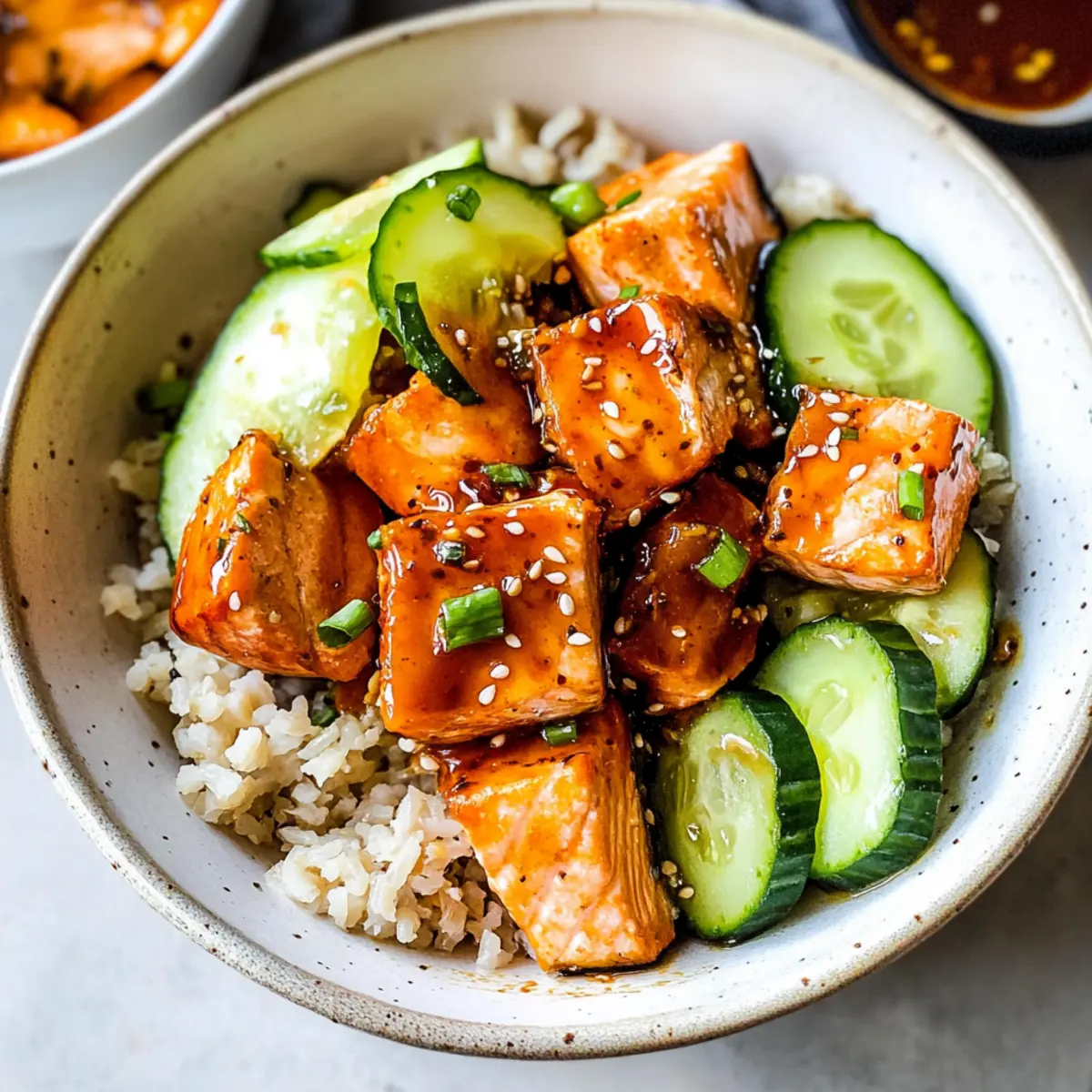 Honey Sriracha Roasted Salmon Rice Bowls