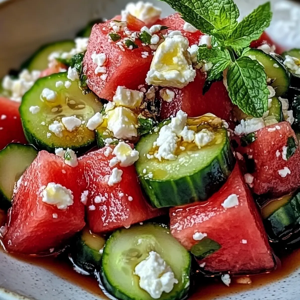 Watermelon Feta Cucumber Salad