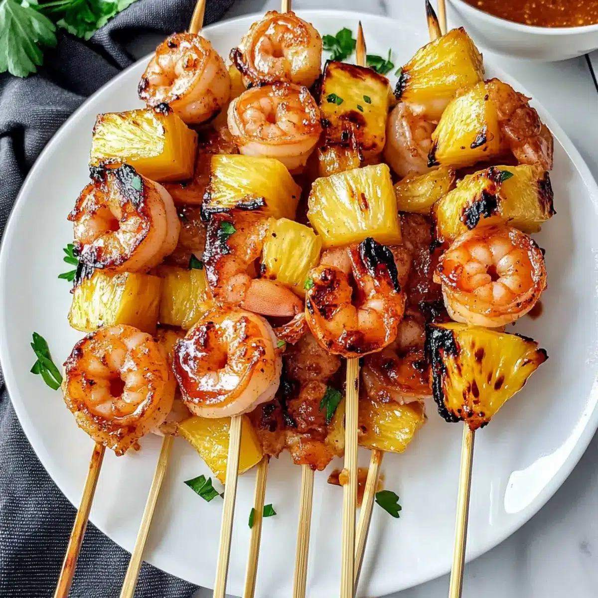 Sweet and Spicy Pineapple Shrimp Skewers